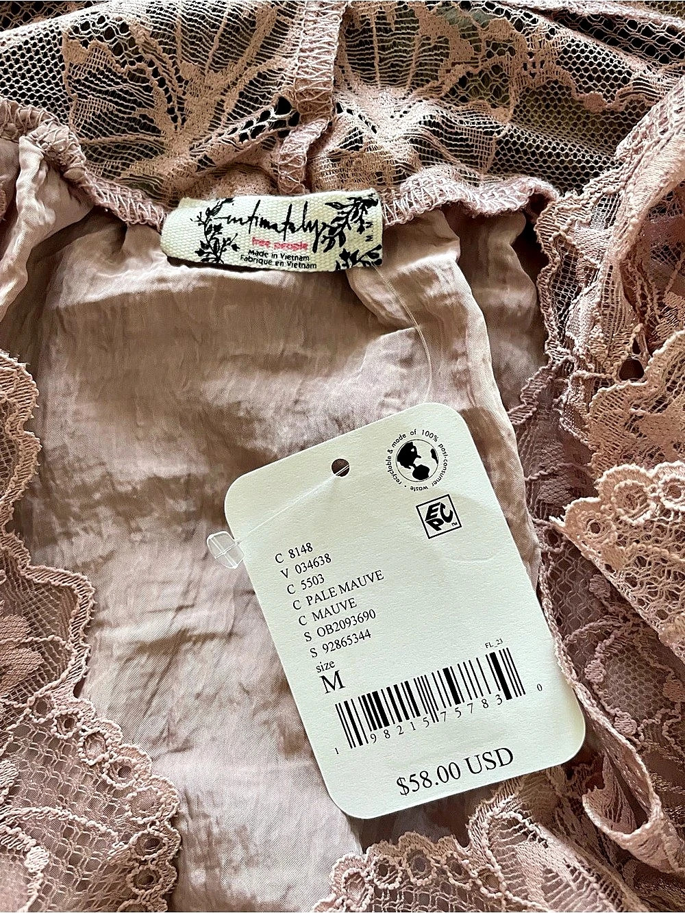 Free People Lacy Essential Tunic Cami Lace Camisole in lilac Size Medium NWT - Picture 5 of 5